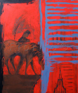 ''Vertige rouge, 10-2012'' 40 x 48 po. (102 x 122 cm)