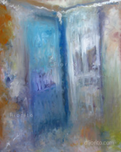"Les portes, rue Hutchison". 1996 Huile sur toile, 24 x 30 po. (61 x 76,2 cm).
