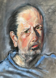 autoportrait 12-02-2026 huile sur papier toilé 9x12po