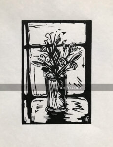 fenêtre 10-04-2026 linogravure 4x6po sur papier 9x12po