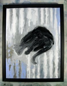 ''Le Chat 21-10-2016''. Acrylique sur toile, 14x18po. (36x46cm).