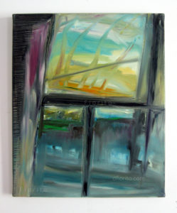 "Fenêtre, 1996". Huile sur toile, 16 x 20 po. (40,6 x 51 cm).